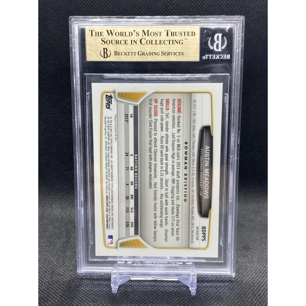 AUSTIN‎ MEADOWS 2013 BOWMAN CHROME DRAFT PICKS BLACK WAVE REFRACTOR BGS 9.5 GEM